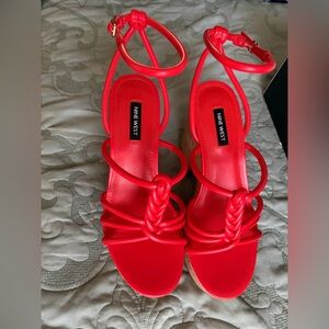 Nine West Poppy Orange Braided Strappy Heels New in Box